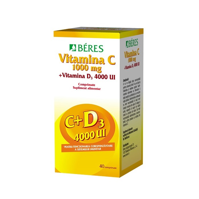 Vitamina c 1000mg  vit d3 4000ui x 40cp film