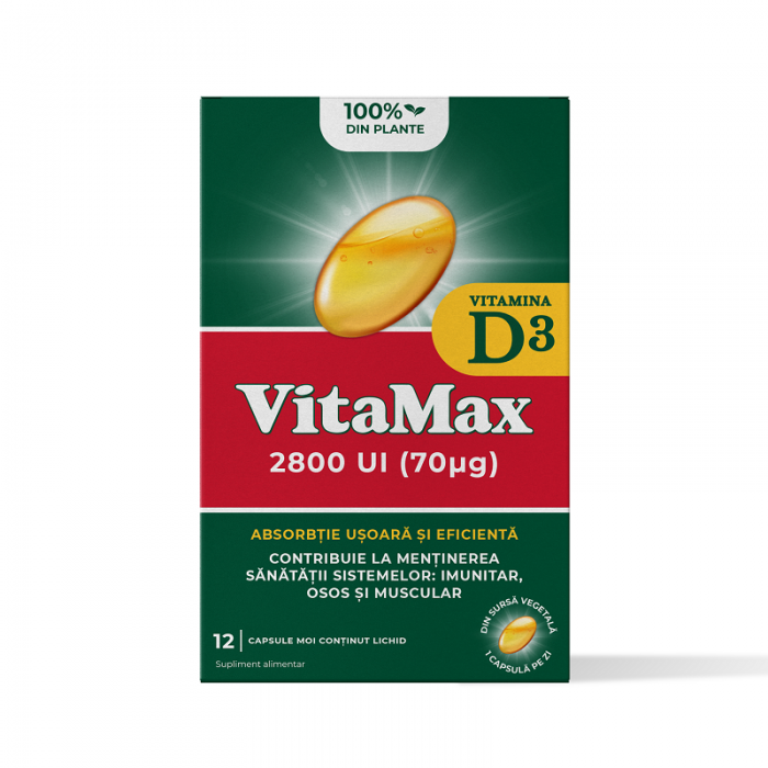 Vitamax vitamina D3 2800UI, 12 capsule moi, Omega Pharma