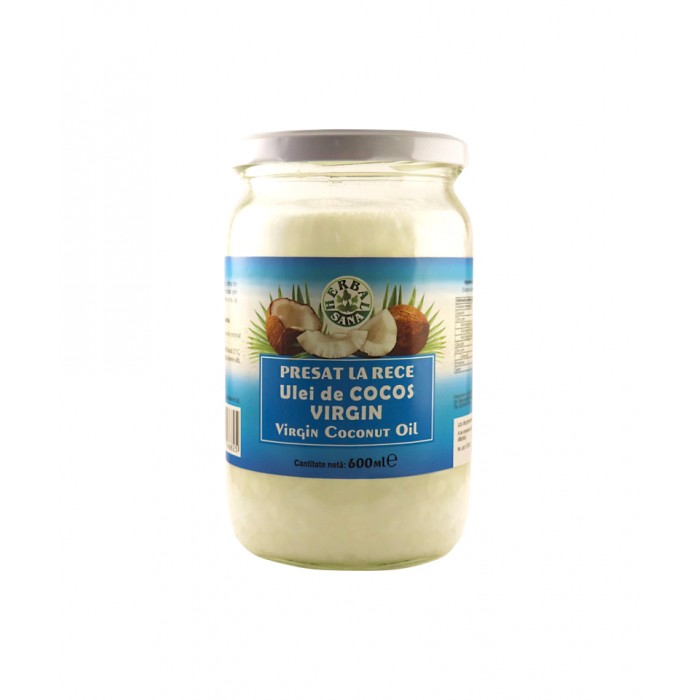 Ulei de cocos presat la rece, 600 ml, Herbavit