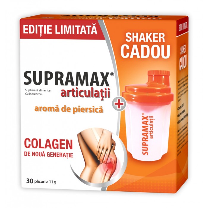 Pachet Supramax Articulatii cu aroma de piersica, 30 de picuri  Shaker cadou