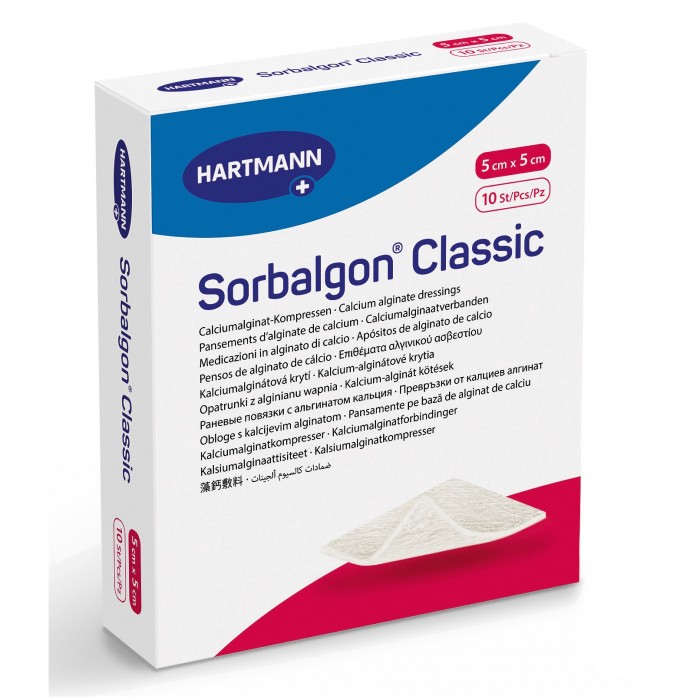 Sorbalgon 5 x 5 cm - pansament din alginat de calciu, 10 bucati, PAUL HARTMANN AG