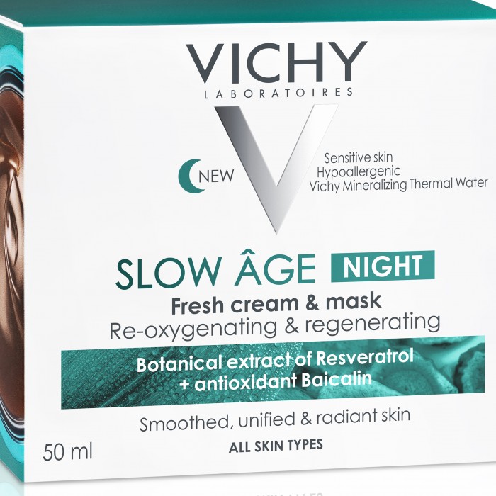 Slow Âge Crema De Noapte Si Masca De Fata Cu Efect Racoritor Pentru Toate Tipurile De Ten, 50Ml, Vichy