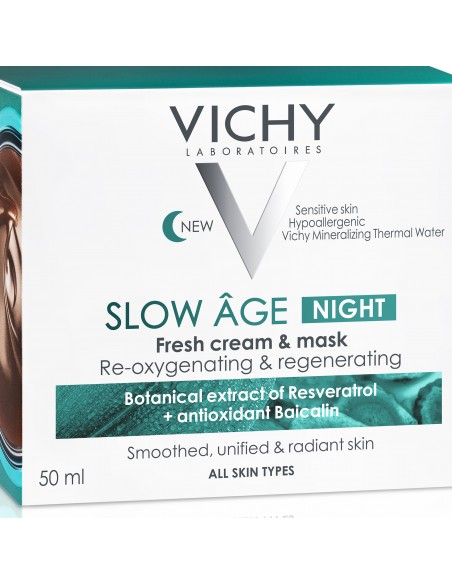 Slow Âge Crema De Noapte Si Masca De Fata Cu Efect Racoritor Pentru Toate Tipurile De Ten, 50Ml, Vichy