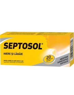 Septosol cu miere si lamaie, 20 comprimate pentru supt,...