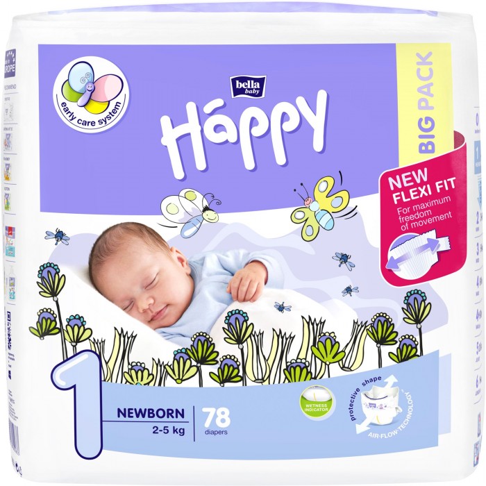 Scutece Happy Big Newborn (2-5kg) x 78 buc