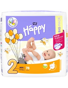 Scutece Happy Big Mini Nr.2 (3-6KG) x 78 Buc