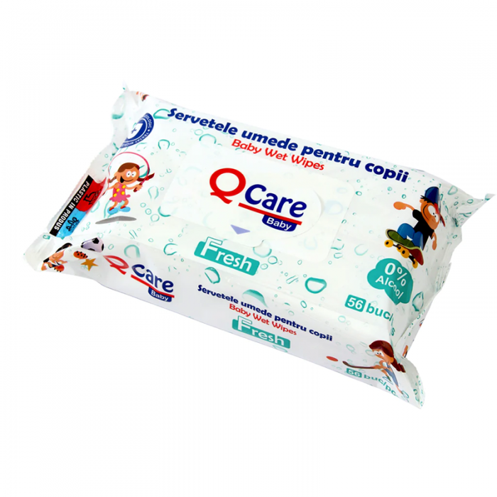 Qcare servetele umede pentru copii fresh, 56 bucati, Sarah Farm