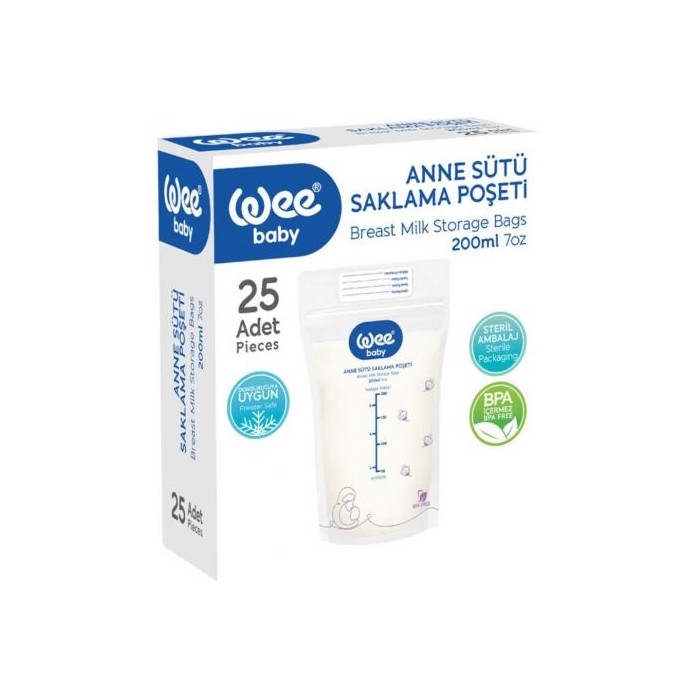 Pungi stocare lapte, 200ml, 20 buc - cod 558
