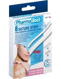 Pharmadoct Plasturi Sutură – 8 bucăți (3×75 mm și 6,4×80 mm)