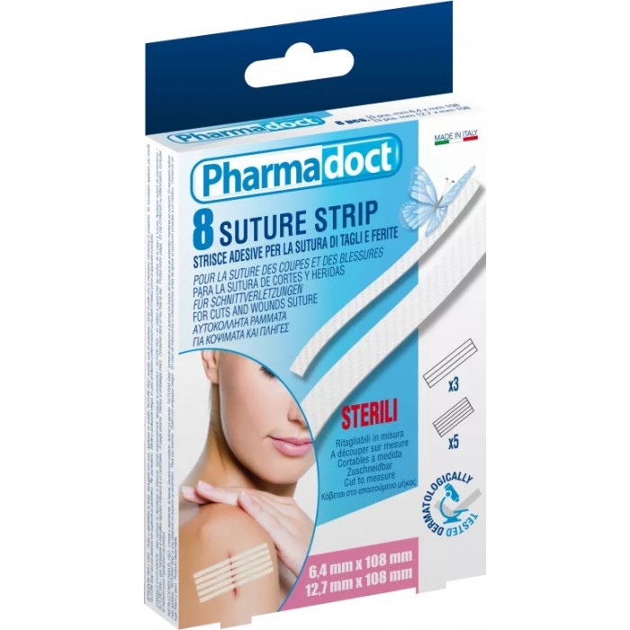 Plasturi sutura (2 dimensiuni 3x75mm/6,4x80mm)x 8buc