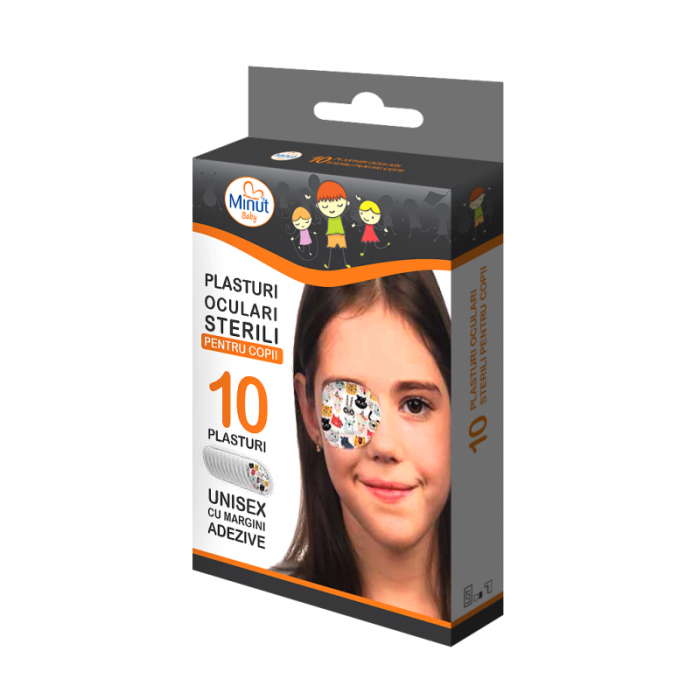 Plasturi oculari cu desene pentru copii, 10 buc, Minut