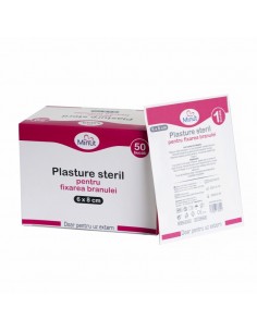 Plasture steril Minut pentru fixarea branulei 6 × 8 cm