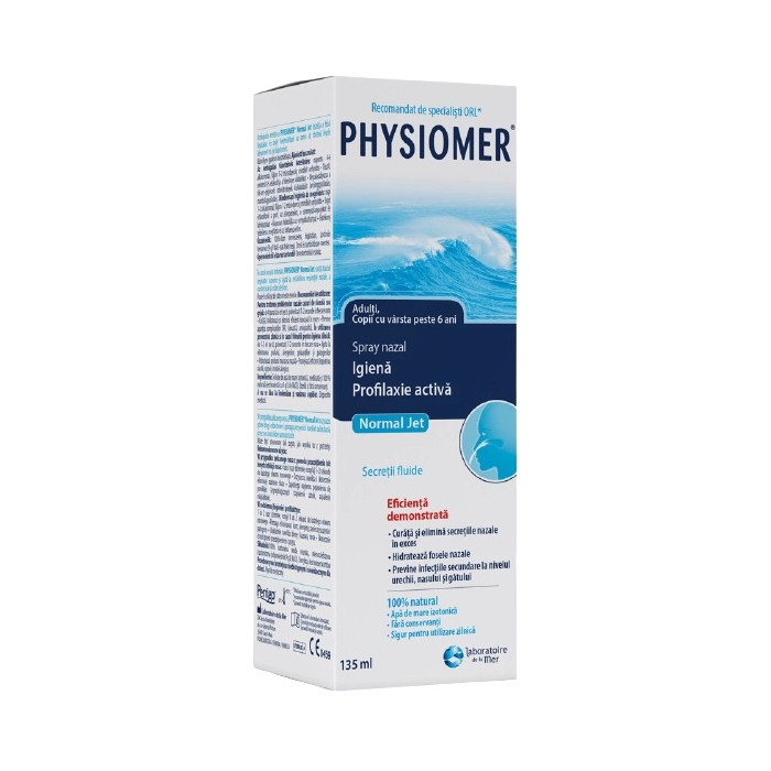 Spray nazal cu apa de mare Physiomer normal jet, 135 ml, Omega Pharma