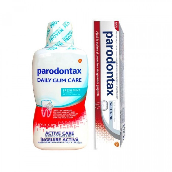 Parodontax pasta dinti whitening x75ml  apa de gura daily gum care fresh mint x 500ml