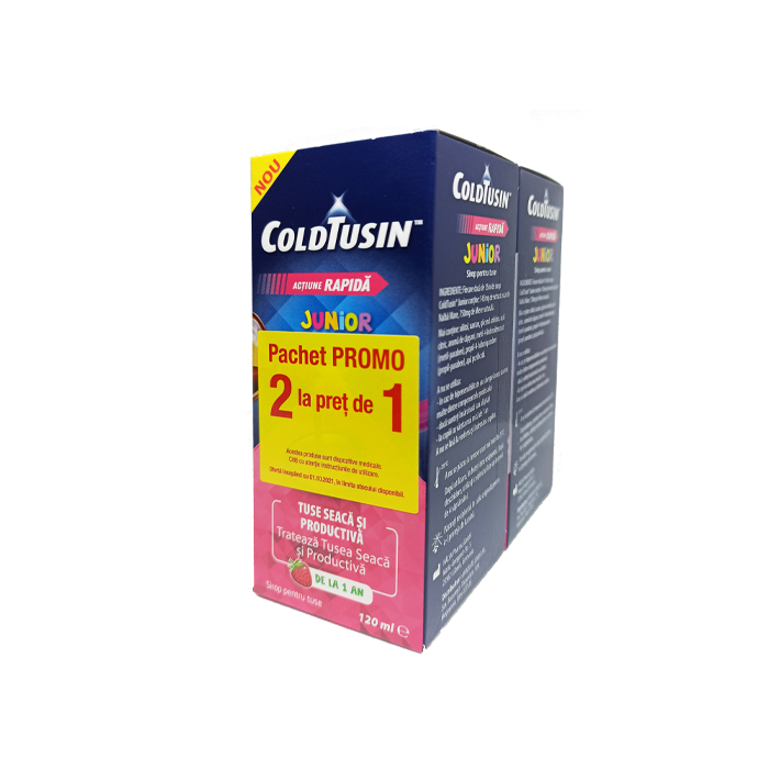 Pachet special Sirop Coldtusin junior, 120 ml, 2 la pret de 1, Omega Pharma