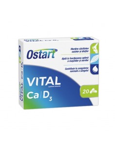 Ostart Vital Calciu  vitamina D3, 20 de comprimate, FIterman