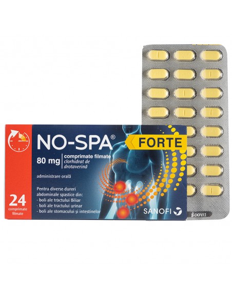 No-Spa Forte 80mg 1bl x 24 cpr filmate, Sanofi Romania S.R.L. - Romania