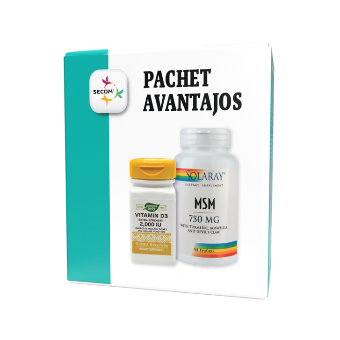 MSM 750mg x 90 cps vegetale  Vitamina D3 2000ui x 30 cps moi