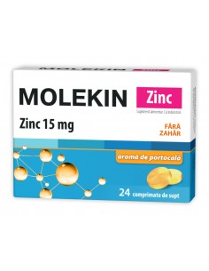 Molekin Zinc fara zahar, 15 mg, 24 de comprimate de supt,...