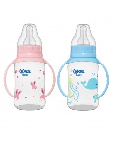 Biberon cu manere 150 ml tetina silicon rotunda - cod 744