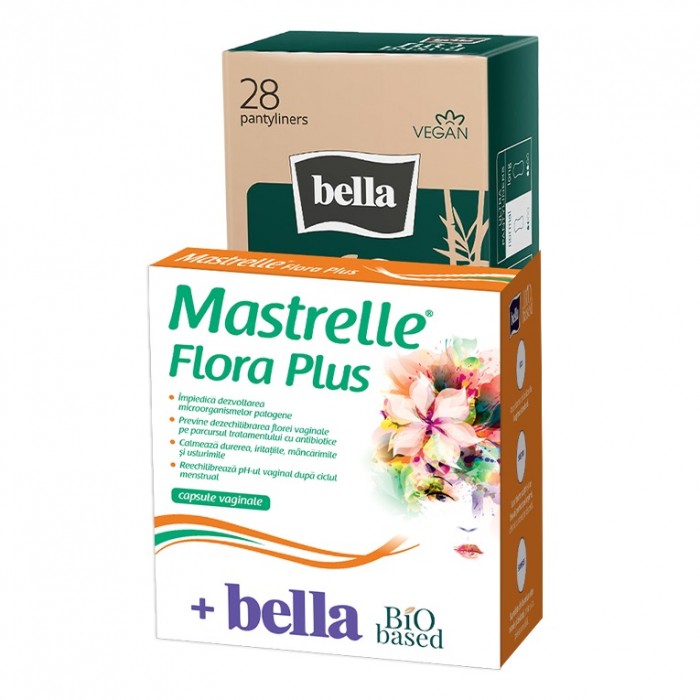 Pachet promo Mastrelle flora plus, 10 capsule vaginale  Bella Bio based normal absorbante zilnice, 28 bucati, Fiterman Pharma