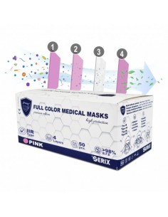 Masca medicala 4 straturi tip IIR roz, 50 buc