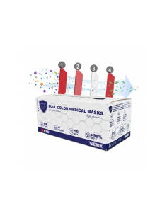 Mască medicală 4 straturi tip IIR roșu, 50 bucăți, Import