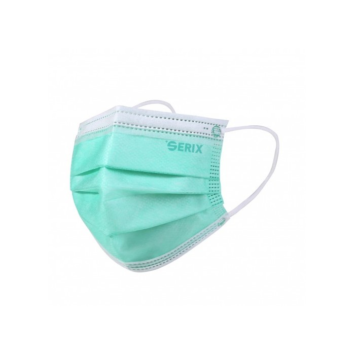 Masca medicala cu 3 pliuri, tip IIR, verde, 50 de bucati/set