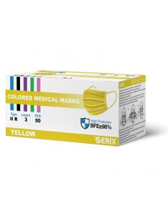 Masca medicala 3 pliuri tip IIR galben x 50 buc
