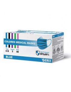 Masca medicala 3 pliuri tip IIR albastru x 50 buc