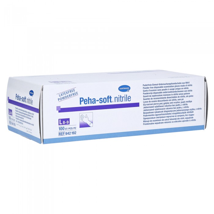 Peha-soft nitril manusi nepudrate albastre marime L, 100 bucati, PAUL HARTMANN AG