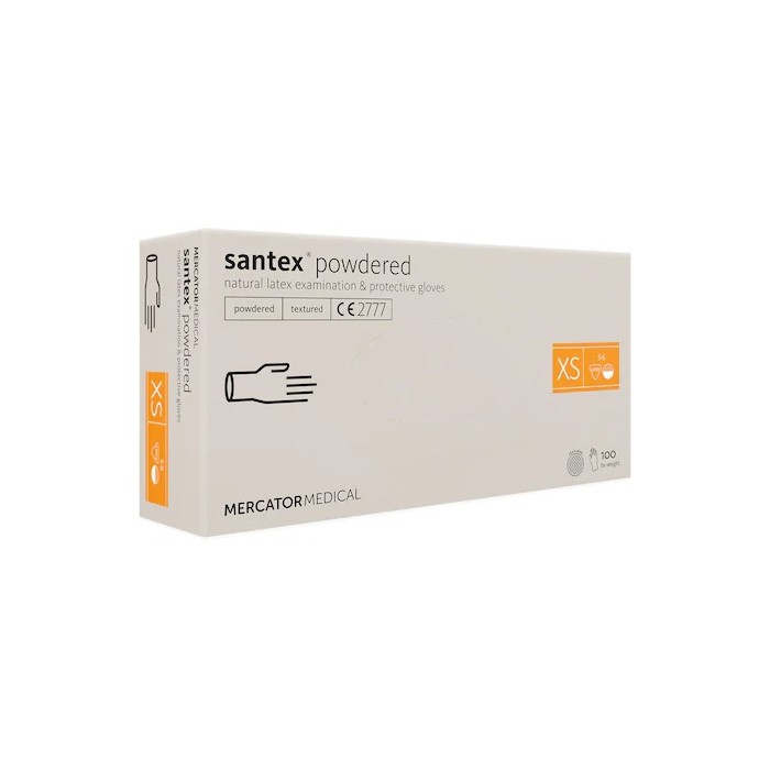 Manusi examinare latex pudrate albe XS, 100 bucati, Mercator Medical