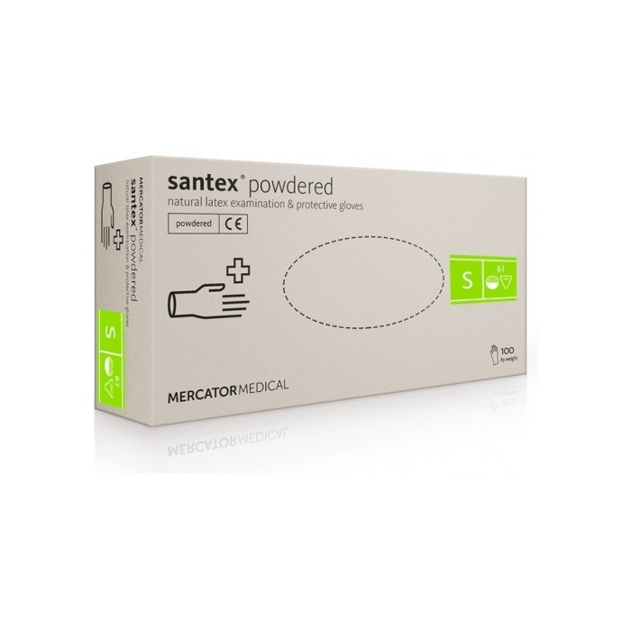 Manusi examinare latex pudrate albe S, 100 bucati, Mercator Medical