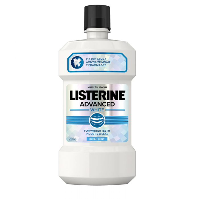 Listerine AdvWhite mild taste apa de gura, 250 mililitri, Johnson & Johnson