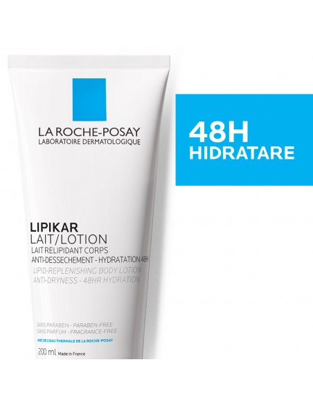 Lipikar Lapte De Corp Relipidant Anti-Uscaciune Cu Efect De Hidratare De 48 De Ore, 200Ml, La Roche-Posay