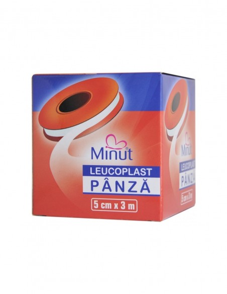 Leucoplast pe suport pânză – 5 cm × 3 m (Minut)