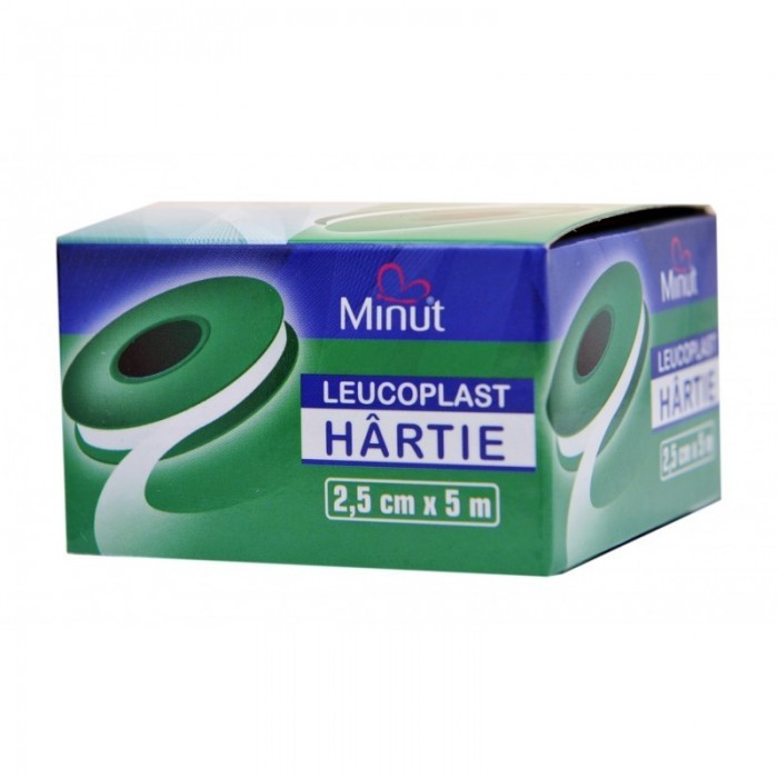 Leucoplast hartie, 2.5cm x 5 m, Minut