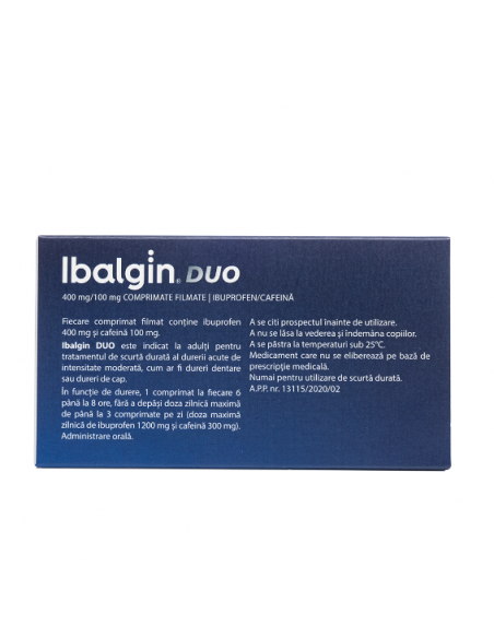 Ibalgin duo 400mg/100mg x 10 cpr film, Sanofi Romania S.R.L. - Romania