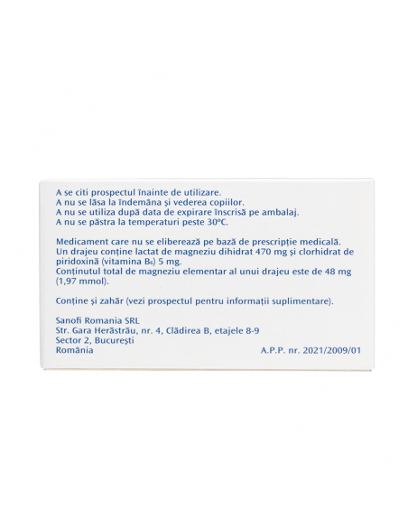 Magne B6 x 50 drajeuri, Sanofi Romania S.R.L. - Romania