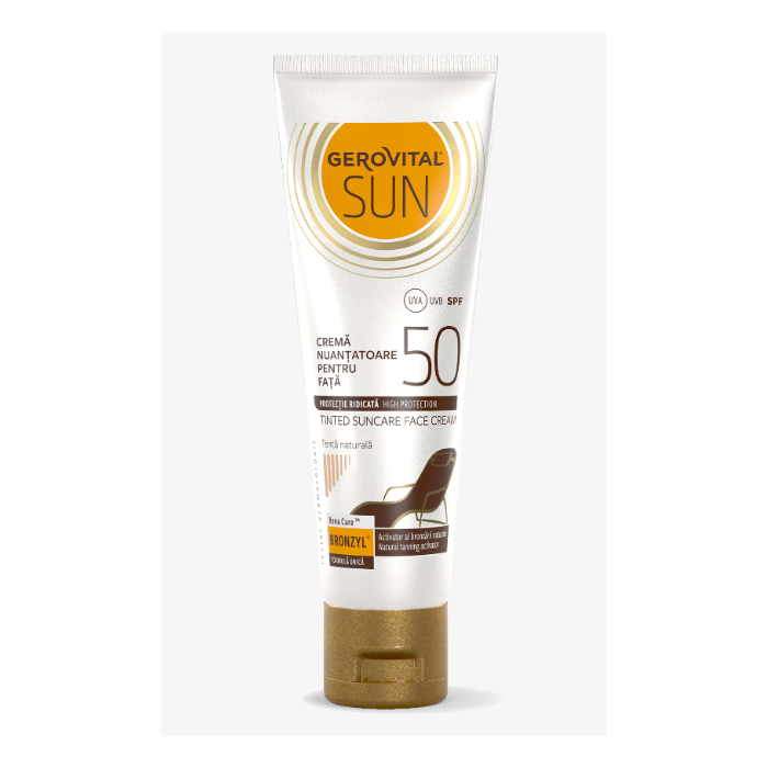 Gerovital Sun crema nuantatoare pentru fata cu factor de protectie SPF 50, 50 ml, Farmec