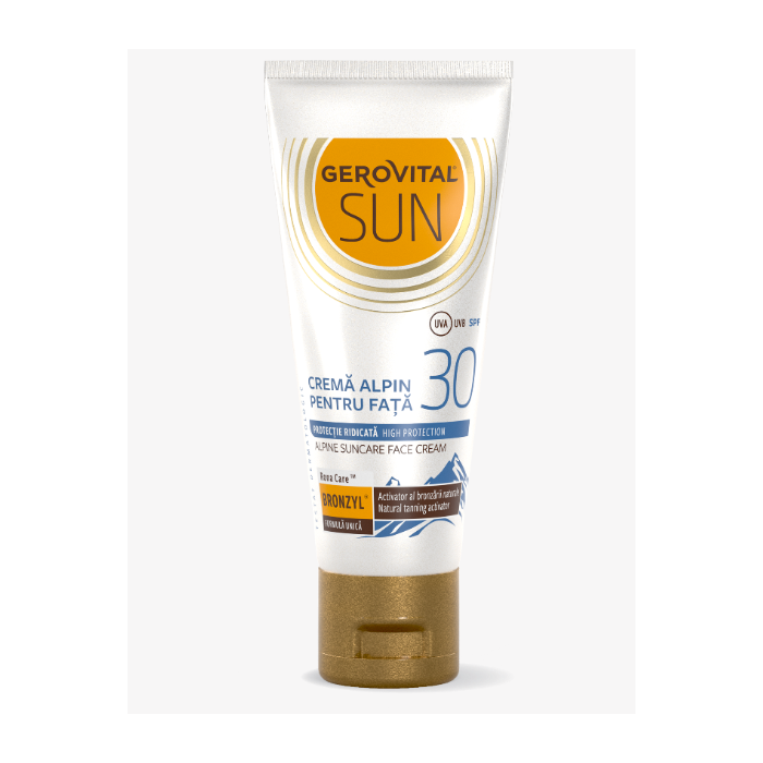 Gerovital Sun crema alpin pentru fata cu factor de protectie SPF 30, 30 de mililitri, Farmec