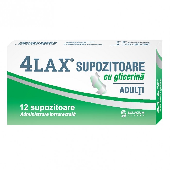 Supozitoare cu glicerina pentru adulti 4LAX. 12 supozitoare, Solacium