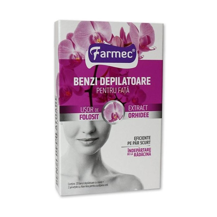 Benzi depilatoare fata orhidee, 20 buc, Farmec