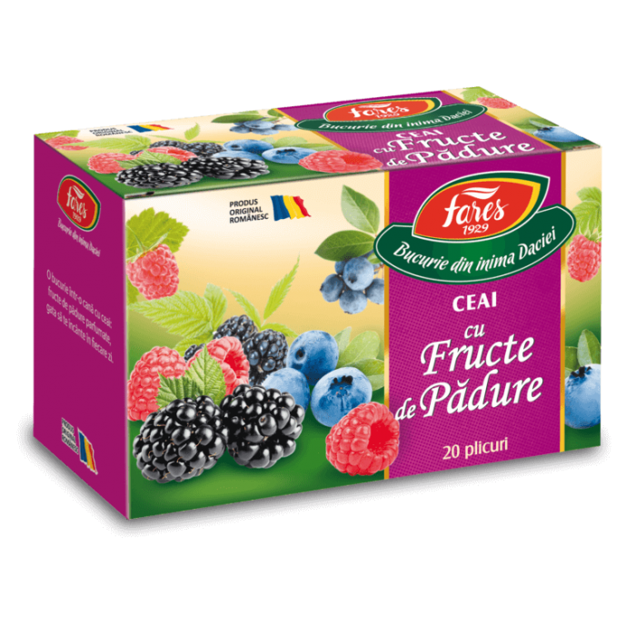 Ceai cu fructe de padure, 20 plicuri, Fares