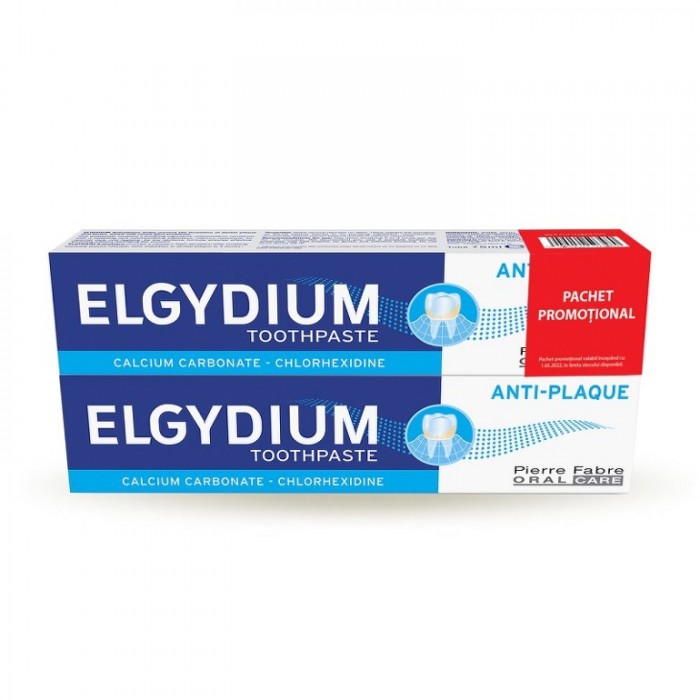Pachet promotional 1+1 Elgydium Pasta dinti antiplaca, 2x75ml, LAB. PIERRE FABRE FRANTA