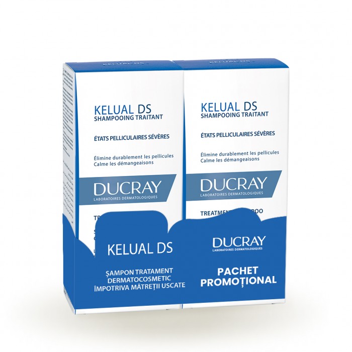 Pachet promotional Ducray Kelual DS sampon, 2 x 100ml, LAB. PIERRE FABRE FRANTA