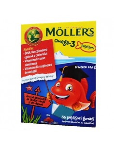 Moller's Omega-3 Pestisori Gumati cu aromă de lămâie...