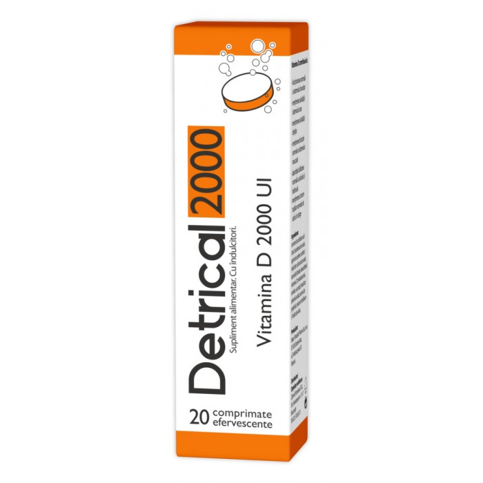 Detrical D3 2000UI, 20 de comprimate efervescente, Zdrovit