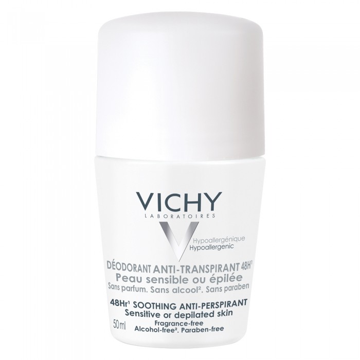 Deo Roll On Antiperspirant Cu Eficacitate 48H Fara Parfum (Piele Sensibila), 50 Ml, Vichy
