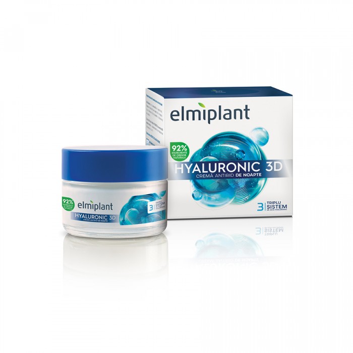 Crema antirid de noapte Hyaluronic 3D, 50 ml, Elmiplant